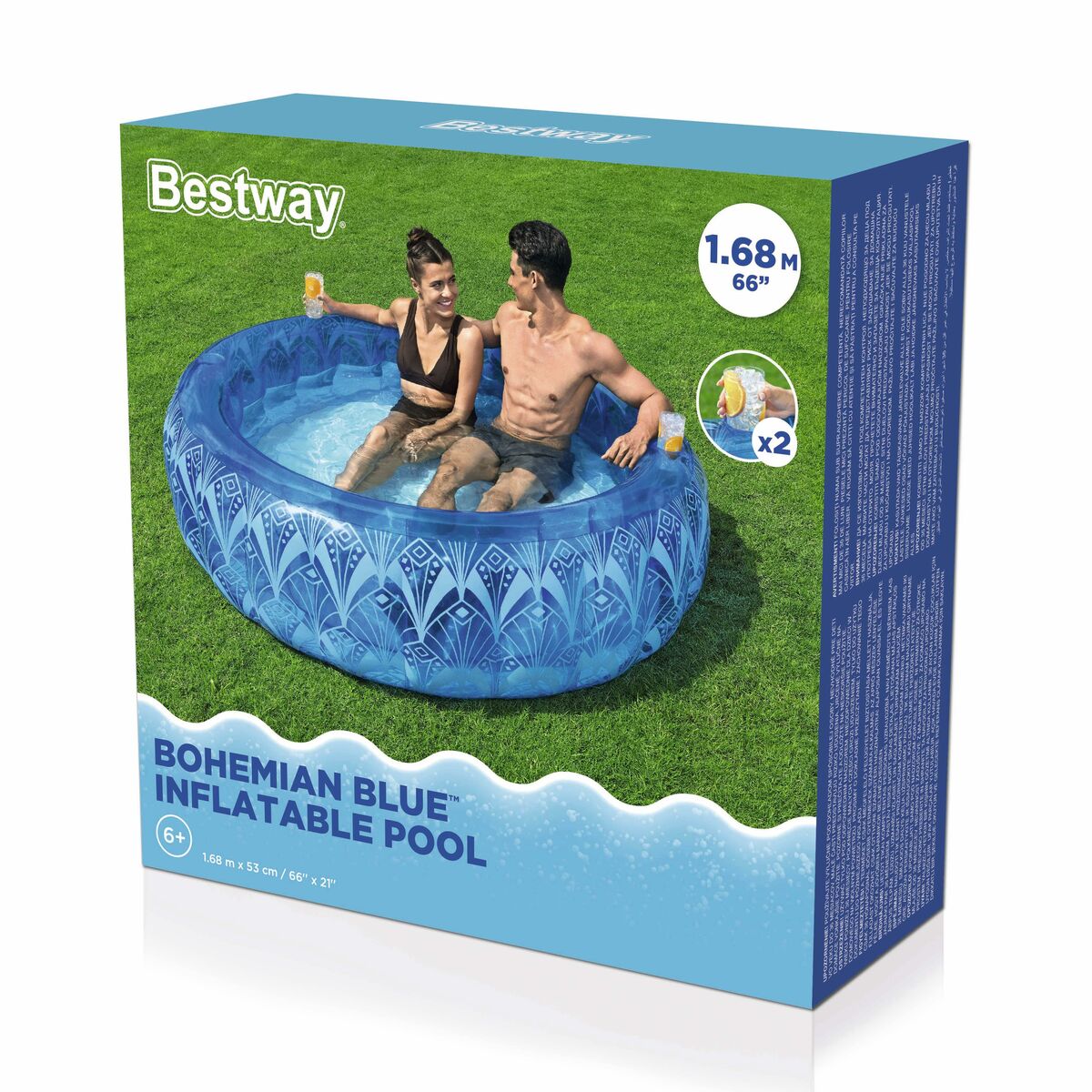 Bestway Aufblasbare Pool Extra Stabil Blau Bohemio 168x53 cm +6 Jahre