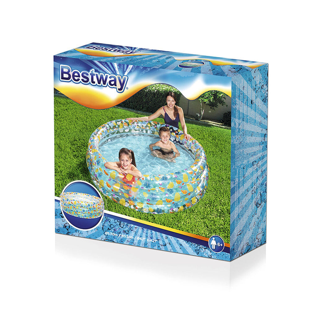 Bestway Aufblasbares Pool 3 Ringe Tropisch Transparent 170x53 cm +6 Ja