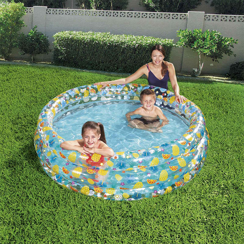 Bestway Aufblasbares Pool 3 Ringe Tropisch Transparent 170x53 cm +6 Ja