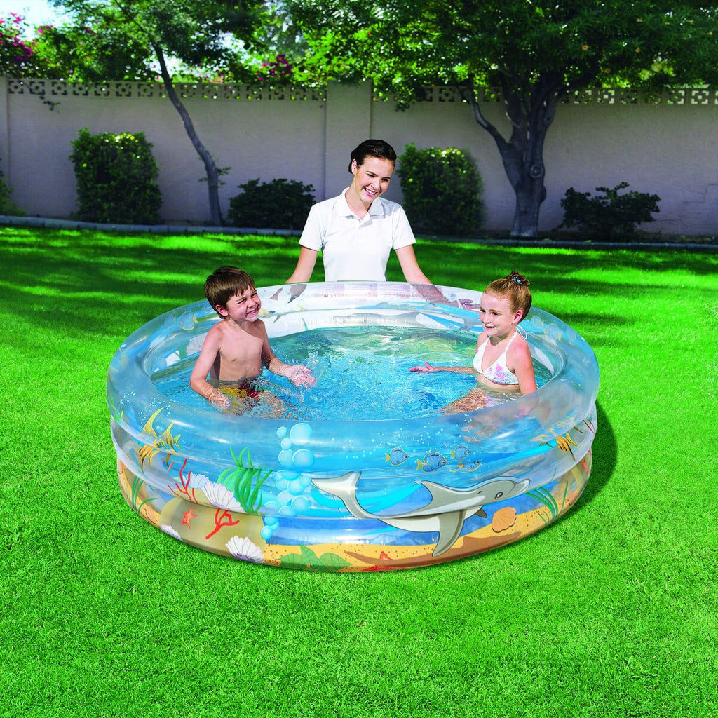 Bestway Aufblasbares Pool 3 Ringe Tropisch Transparent 170x53 cm +6 Ja