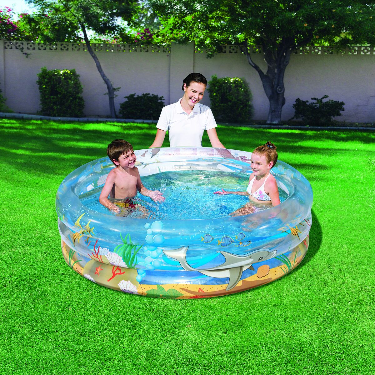 Bestway Aufblasbares Pool 3 Ringe Tropisch Transparent 170x53 cm +6 Ja