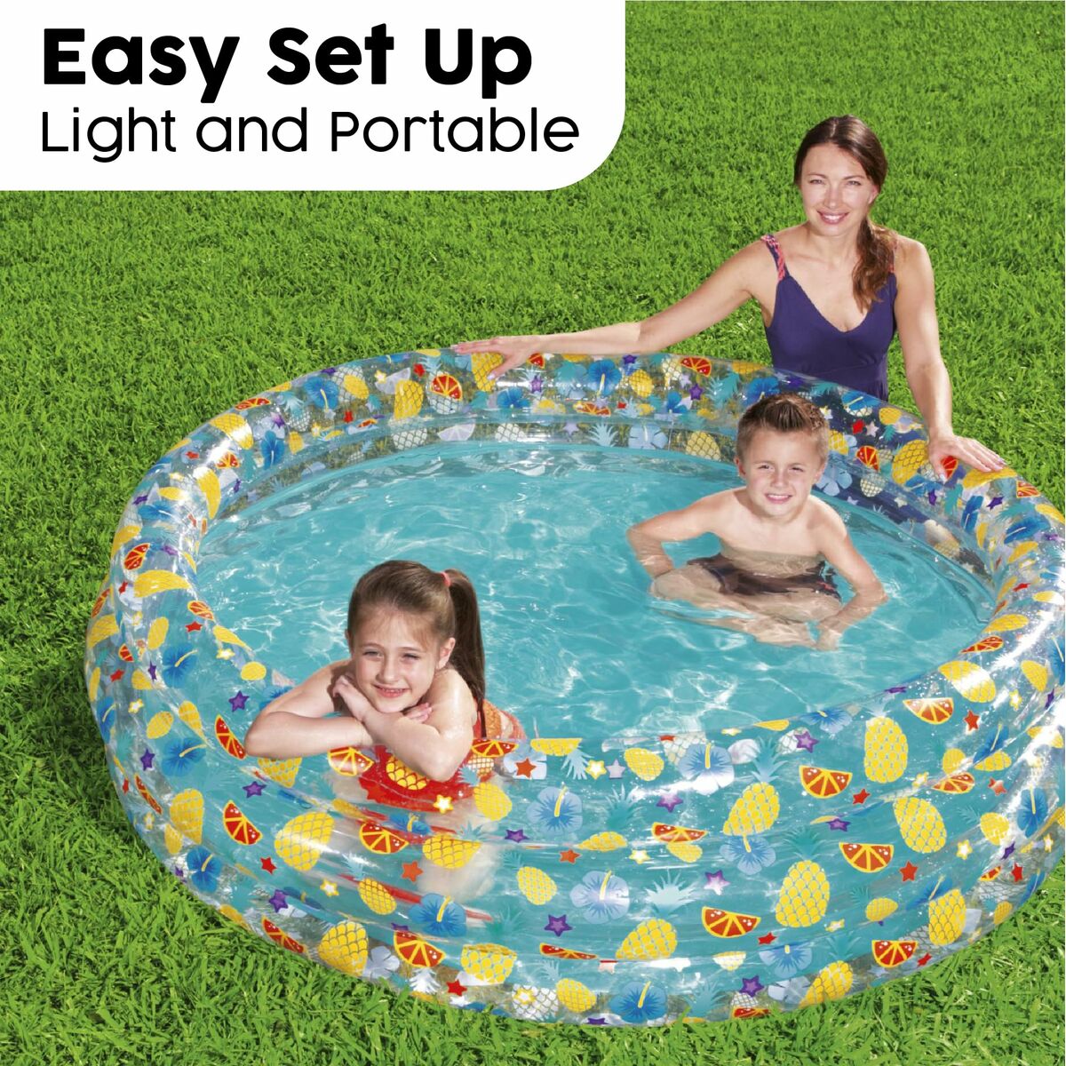Bestway Aufblasbares Pool 3 Ringe Tropisch Transparent 170x53 cm +6 Ja