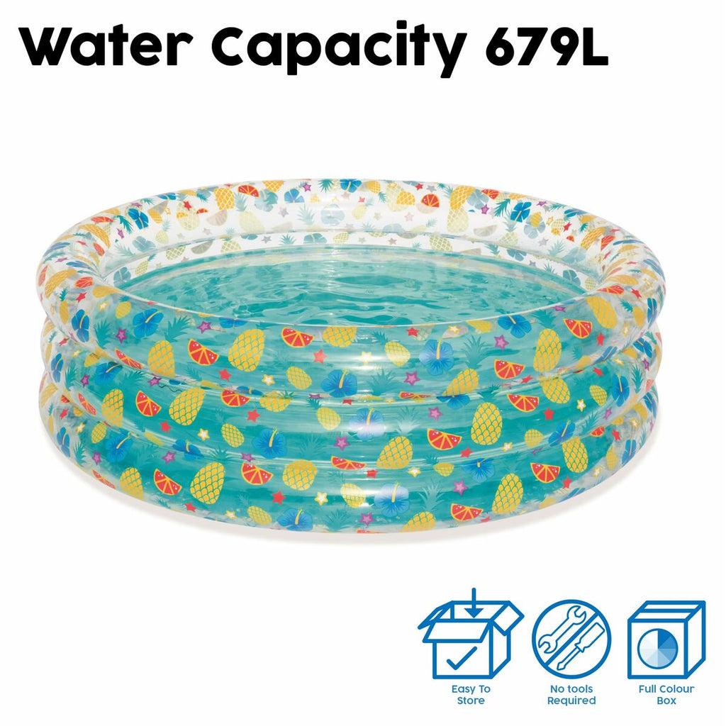 Bestway Aufblasbares Pool 3 Ringe Tropisch Transparent 170x53 cm +6 Ja