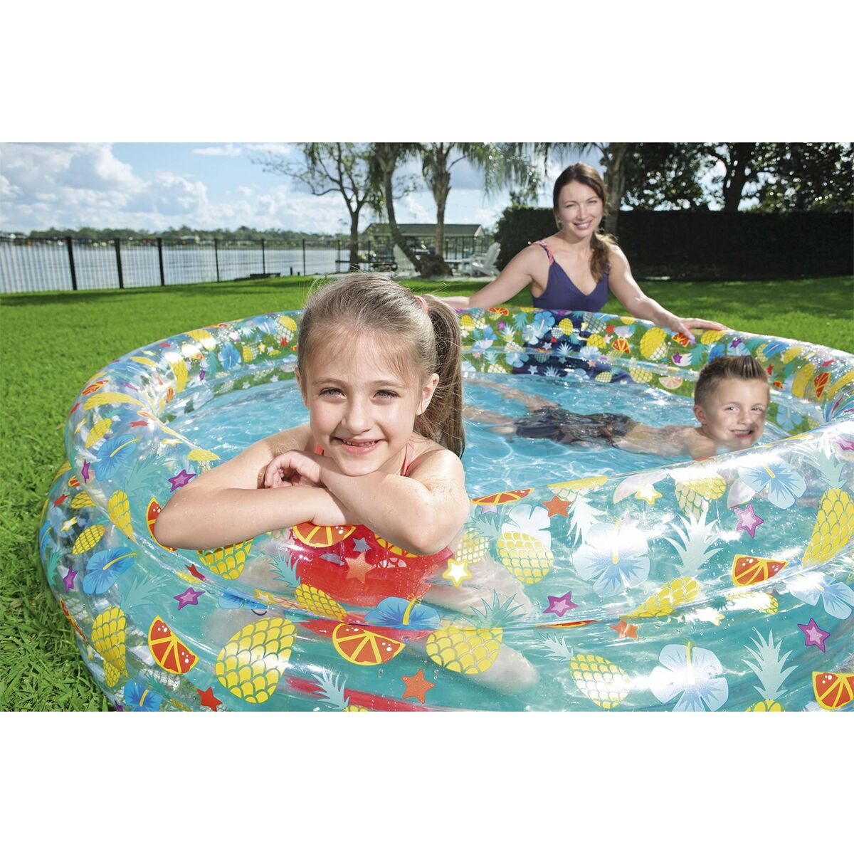 Bestway Aufblasbares Pool 3 Ringe Tropisch Transparent 170x53 cm +6 Ja