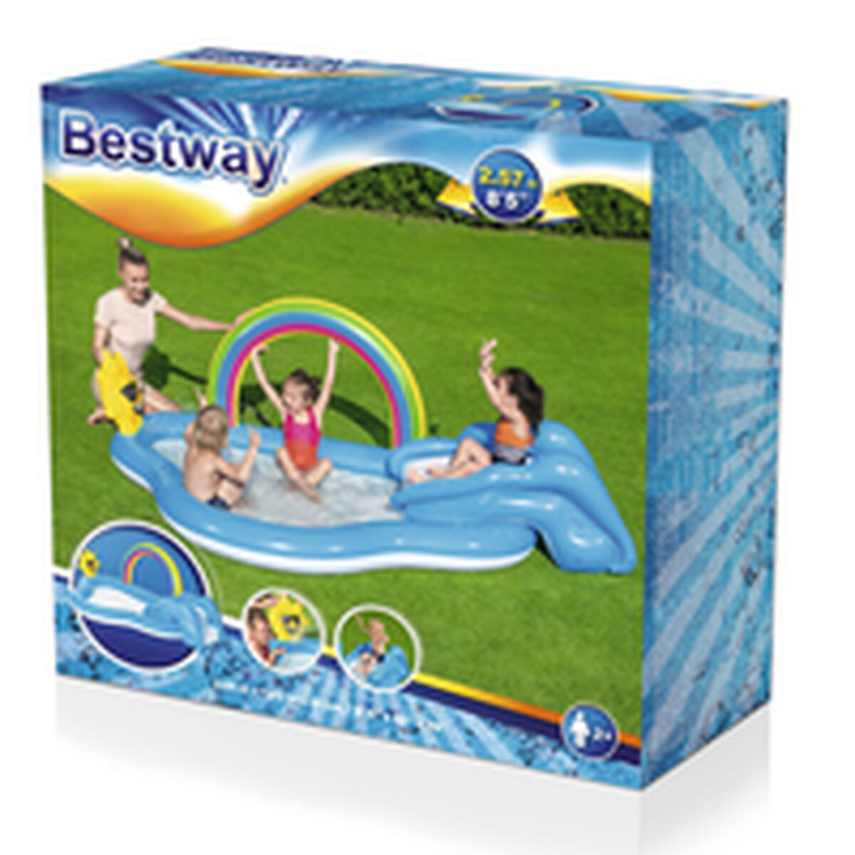 Bestway Aufblasbarer Pool Regenbogen Spielplatz 257x145x91 cm +2 Jahre
