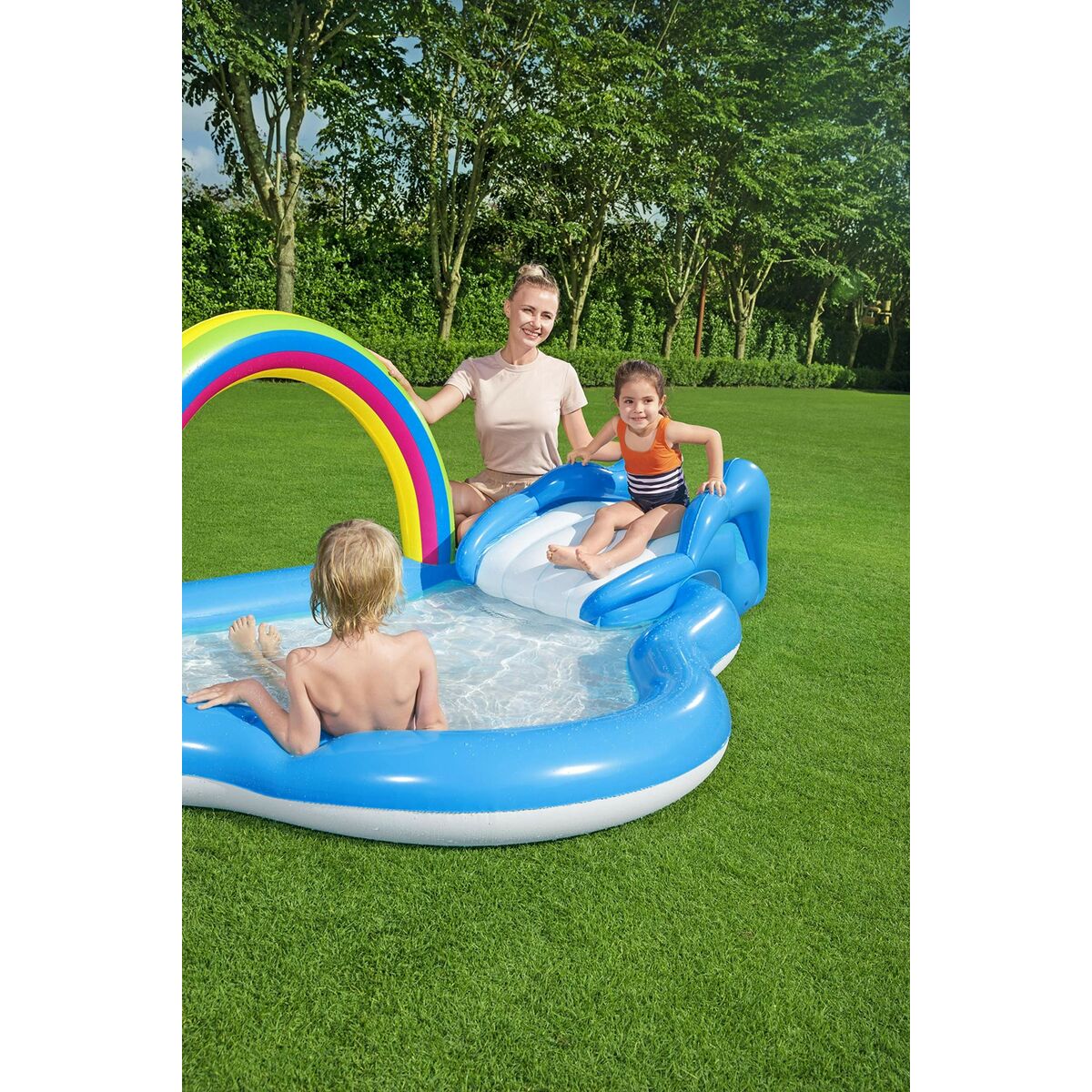 Bestway Aufblasbarer Pool Regenbogen Spielplatz 257x145x91 cm +2 Jahre