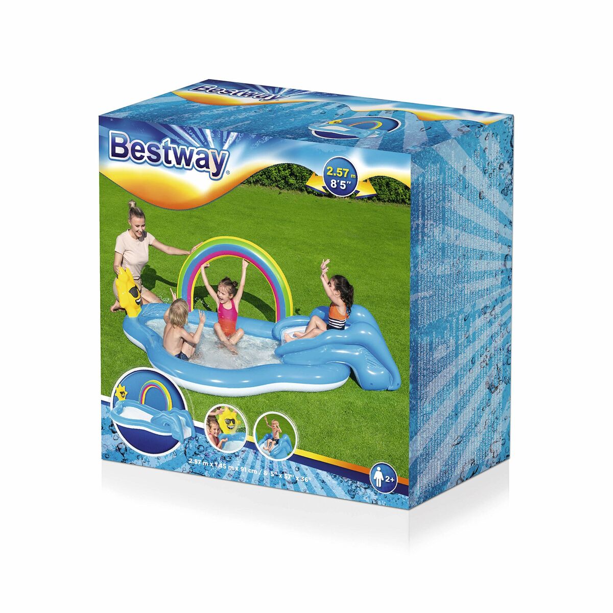 Bestway Aufblasbarer Pool Regenbogen Spielplatz 257x145x91 cm +2 Jahre