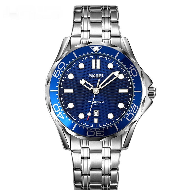 Herren Quarz Armbanduhr mit Leuchtband