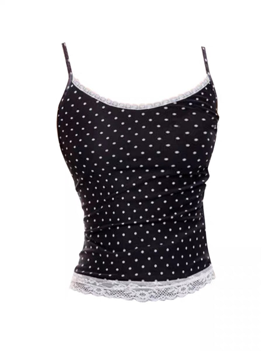 Designer-Stil Polka-Dot Spitze Camisole – Ansicht 3