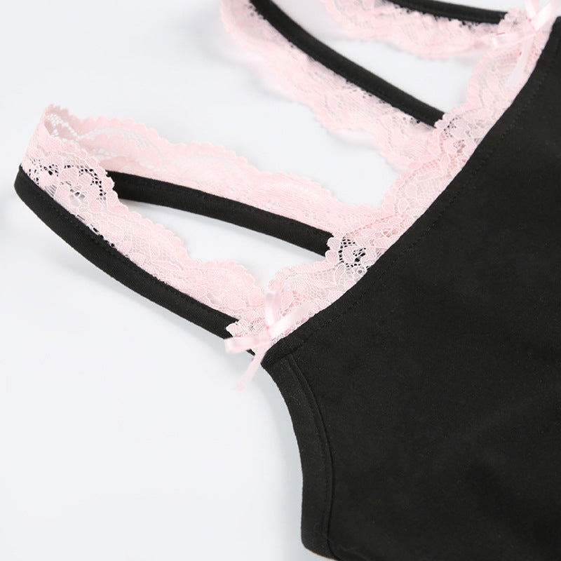 Spitzen-Cami-Jumpsuit mit Schleife