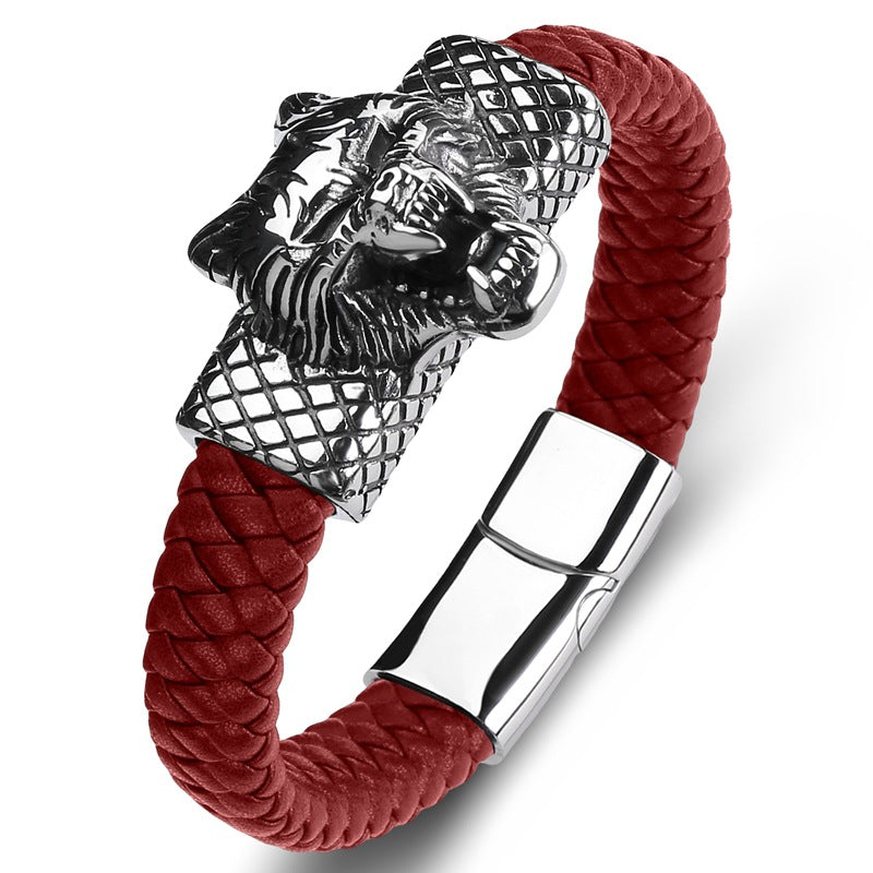 Tiger-Leopard Armband aus Edelstahl und Leder – Bild 7 | LuxeStyle