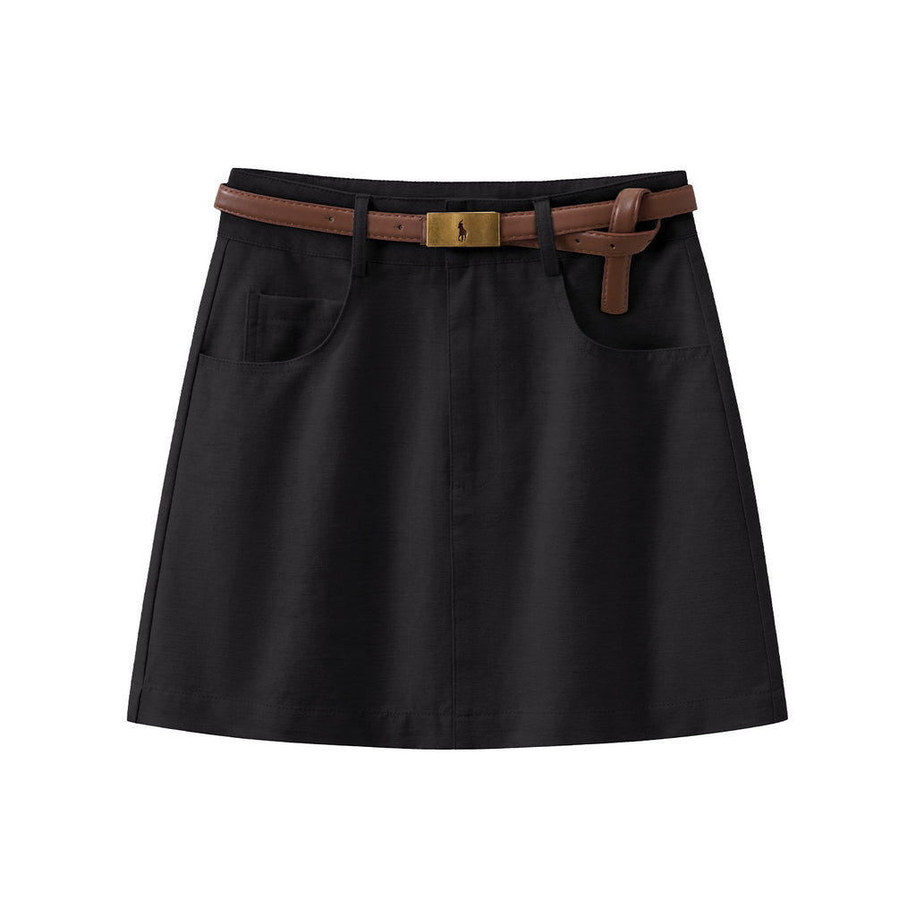 High-waist A-Linien Kleid aus Baumwoll-Leinen