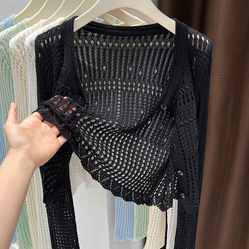 Strick-Cardigan mit Lochmuster