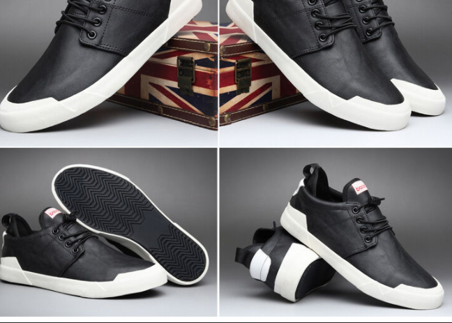 Herren Leder-Freizeitschuhe mit Super-Absatz