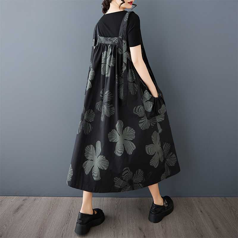 Blumen gemustertes Midi-Trägerkleid (Plus-Size) – Bild 2 | LuxeStyle