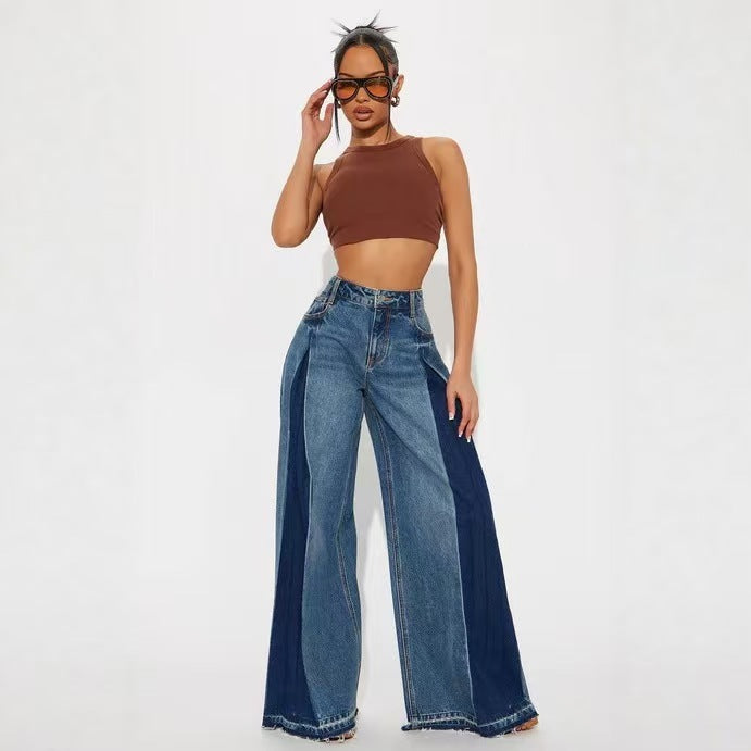 Kontrastfarbige Stretch-Jeans