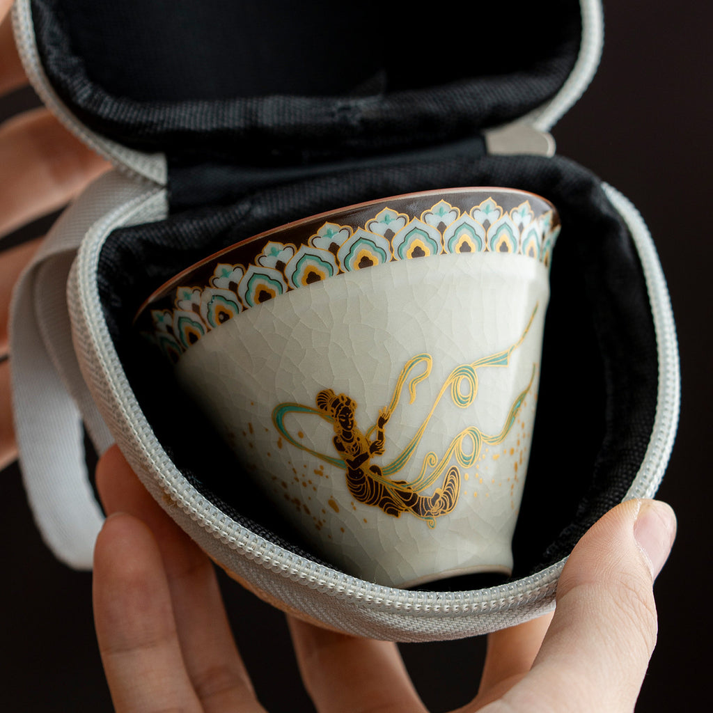 Keramiktasse mit Ru-Kiln-Muster und Tragetasche | LuxeStyle