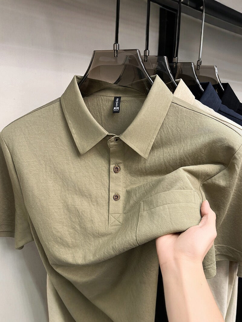 Kurzarm-Shirt Leinen mit Brusttaschen