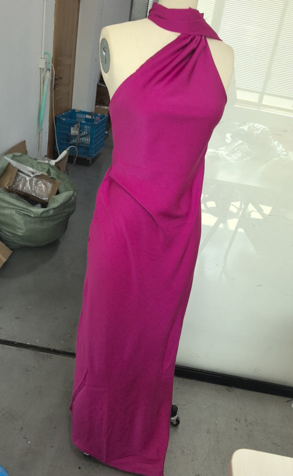 Satin Neckholder-Kleid im französischen Stil
