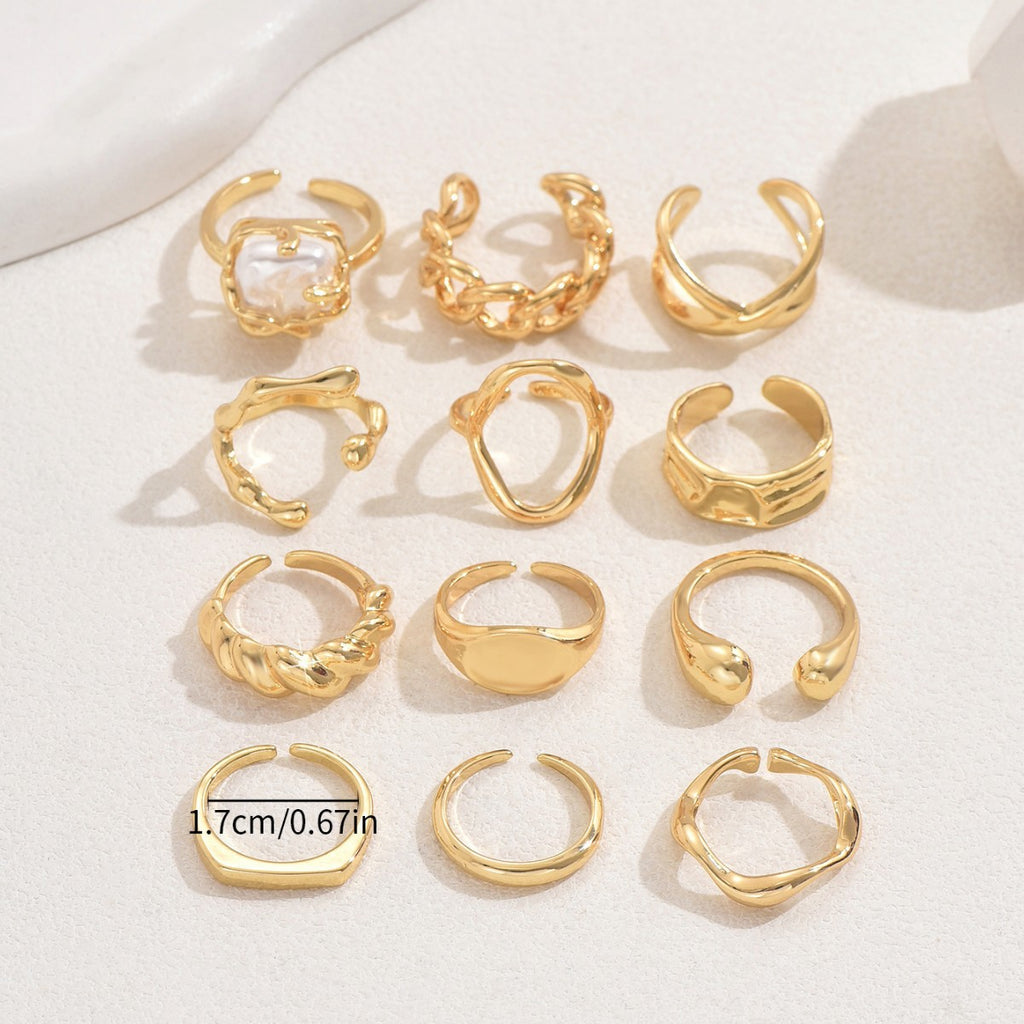 Verstellbares Ring-Set mit geometrischem Design – Ansicht 3
