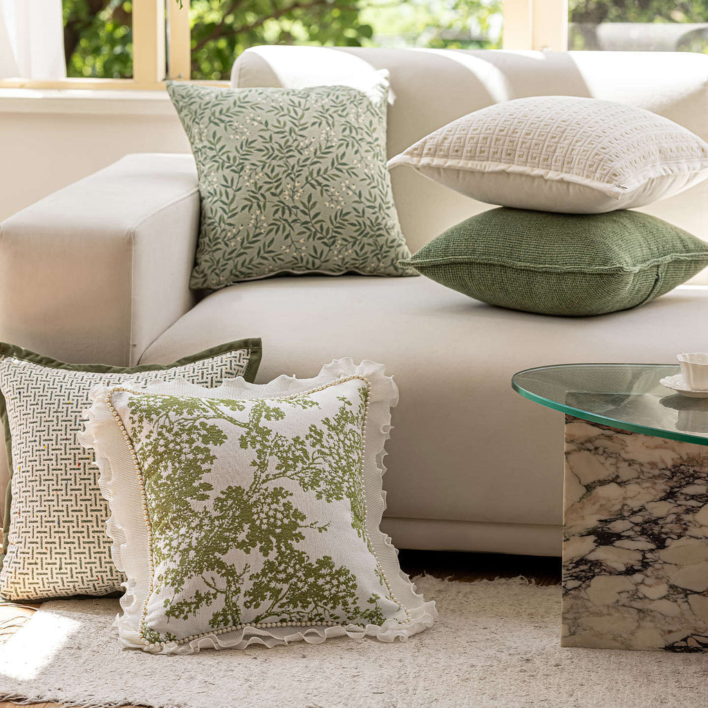 Grüner Sofa-Kissen in Pflanzen-Optik