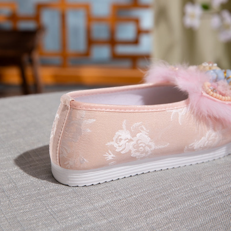 Handbestickte Löwenkopf-Sandalen für Damen