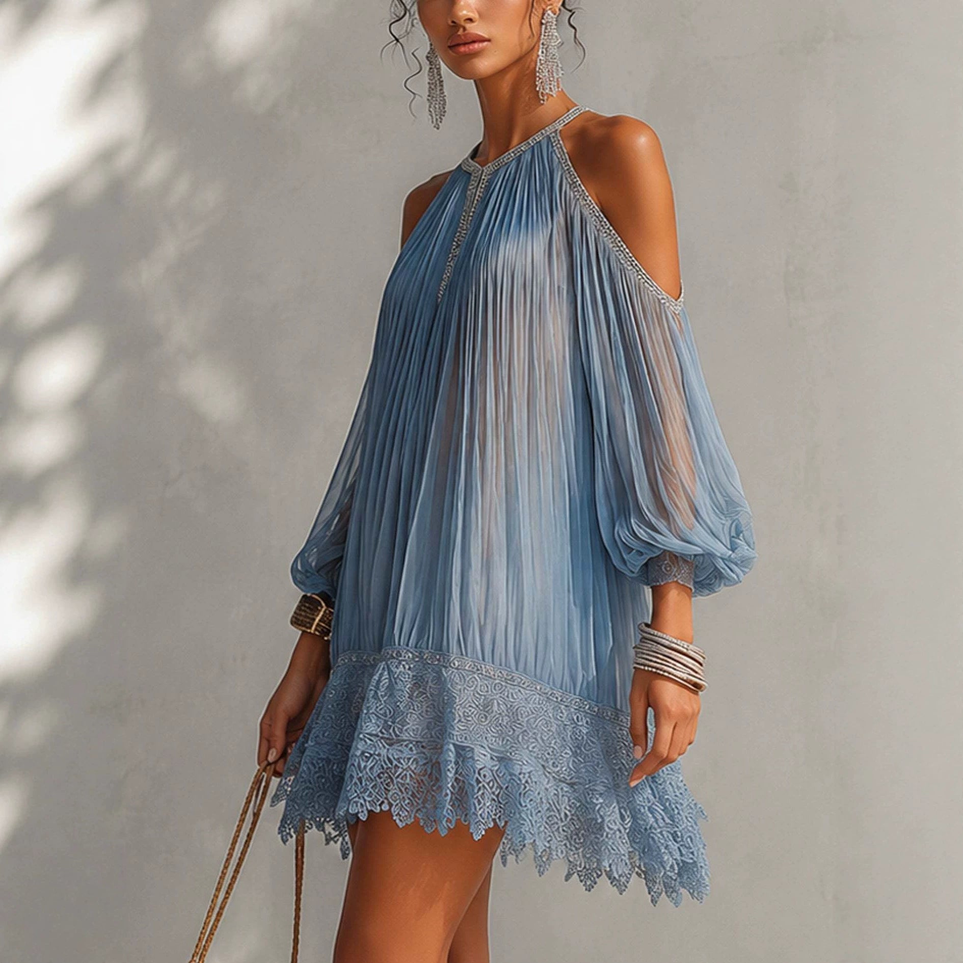 Luftiges Resort-Kleid mit Puffärmeln