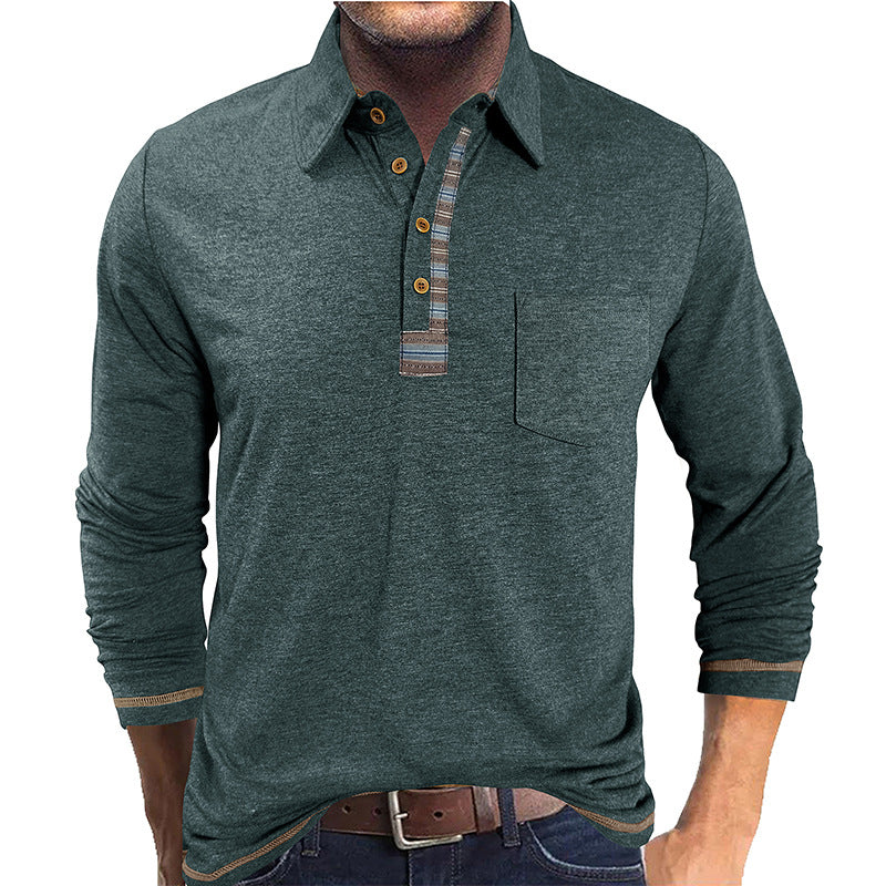 Herren Langarm Polohemd mit Button-down Kragen | LuxeStyle
