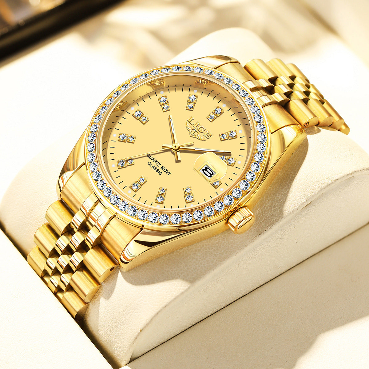 Elegante Quarz-Armbanduhr