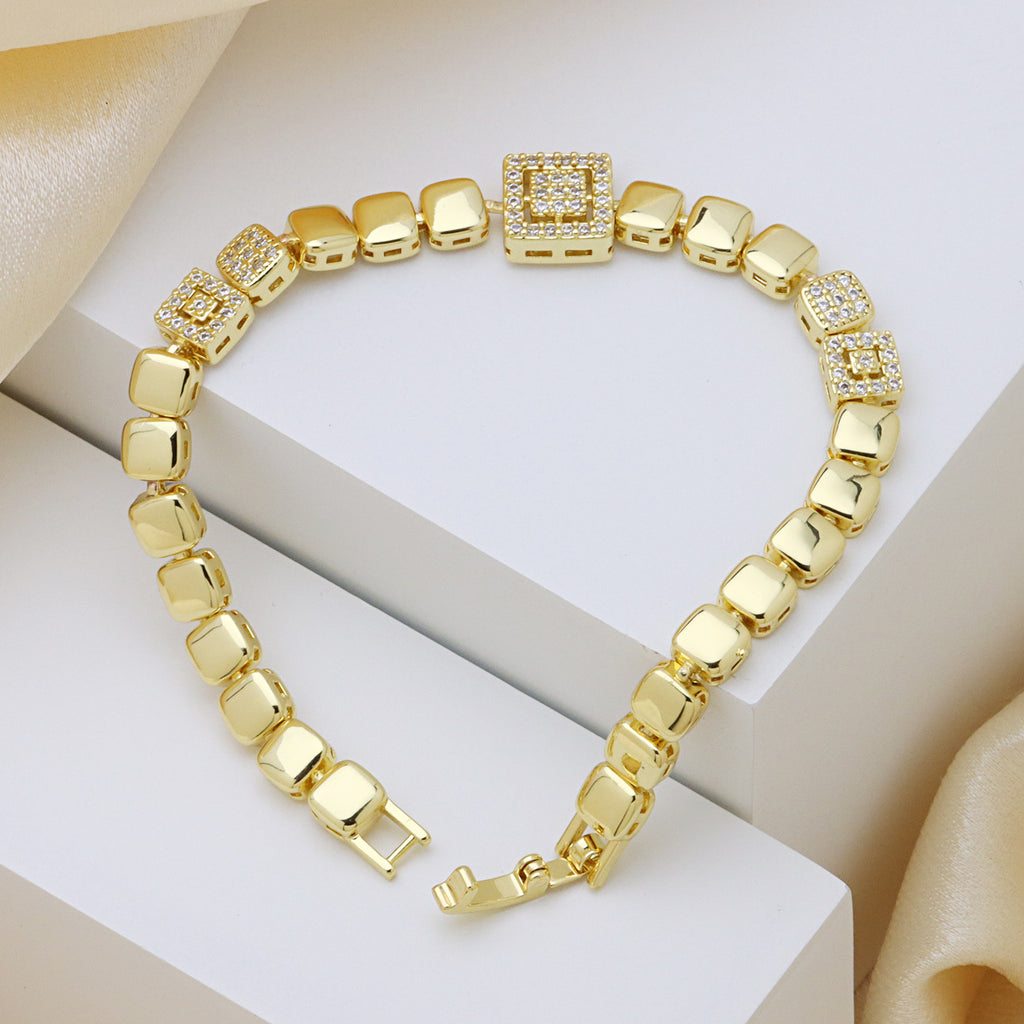 Vergoldeter Kupfer-Armreif mit Zirkonia – Bild 9 | LuxeStyle