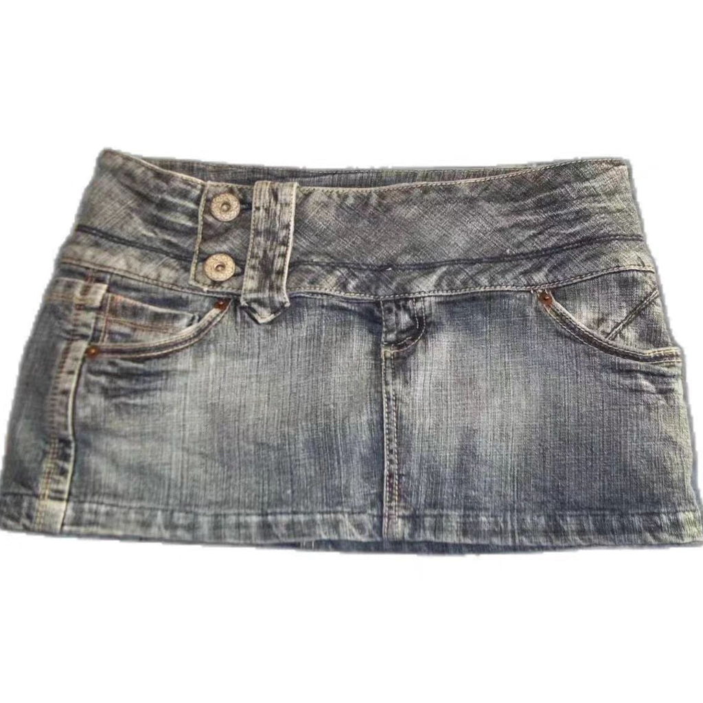 Hochtaillierte abgenutzte gelbe Jeansrock