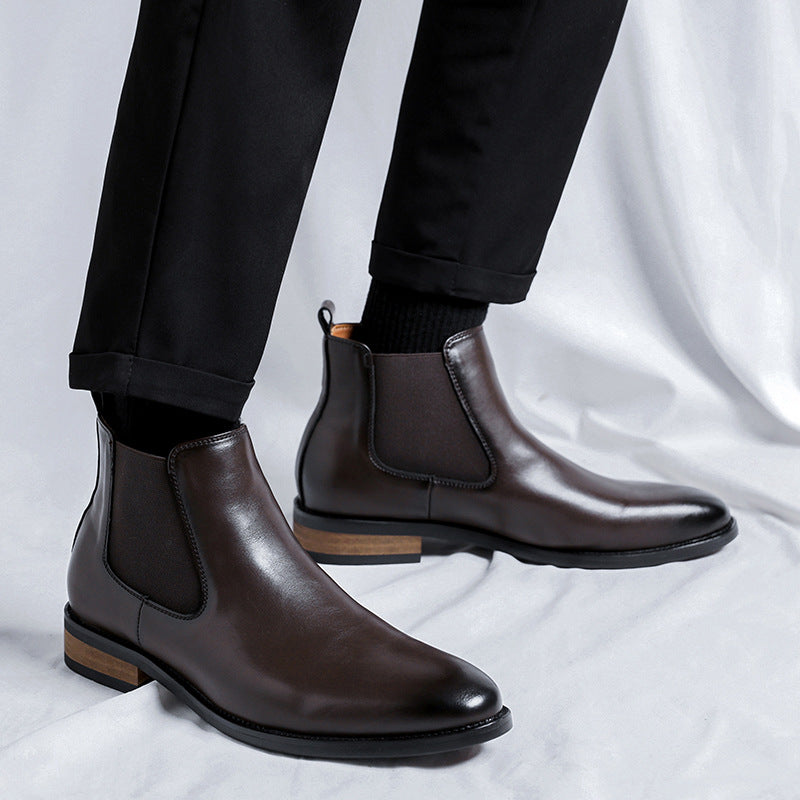 Herren High-Top Lederstiefel mit spitzer Kappe