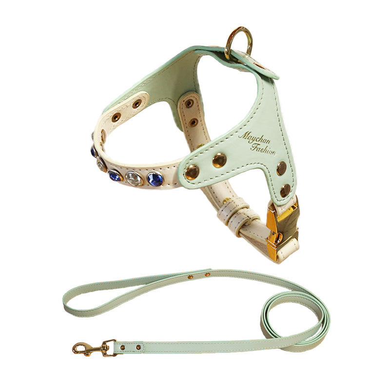PU-Leder Brustgeschirr-Set mit Strass für Hunde & Katzen – Bild 13 | LuxeStyle
