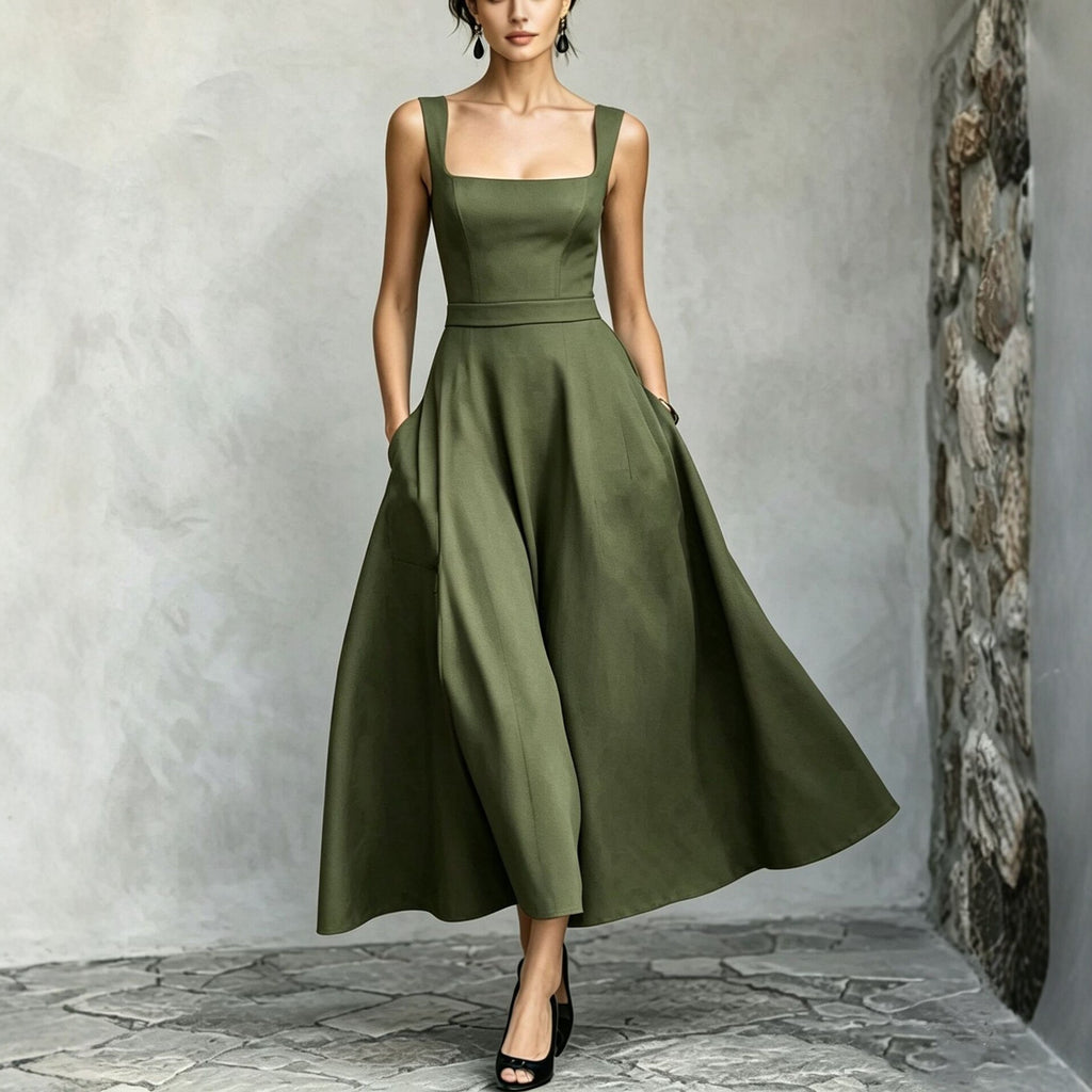 Damen-V-Ausschnitt-Maxi in A-Linie