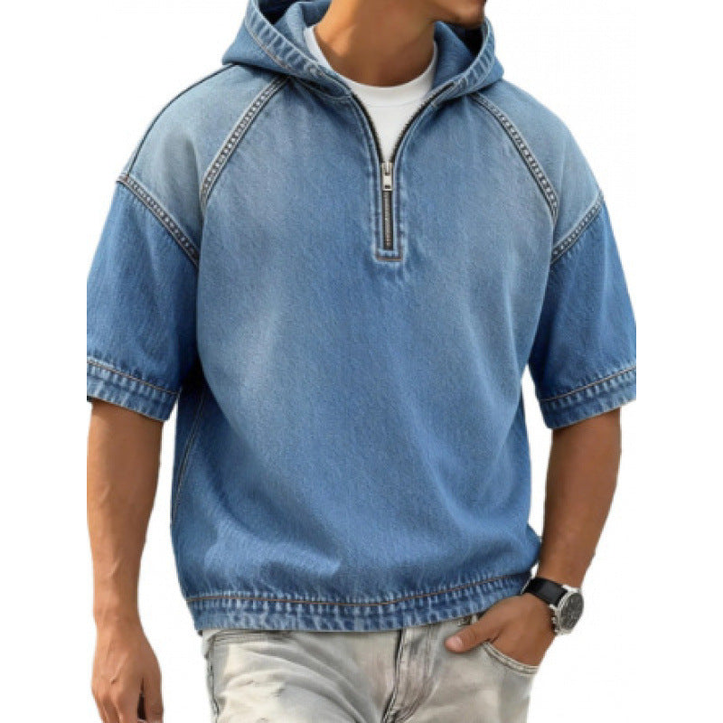 Sport Hoodie mit Half-Zip und Kapuze