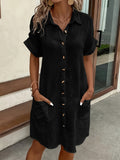 Kurzes Leinen-Baumwoll Cardigan-Kleid