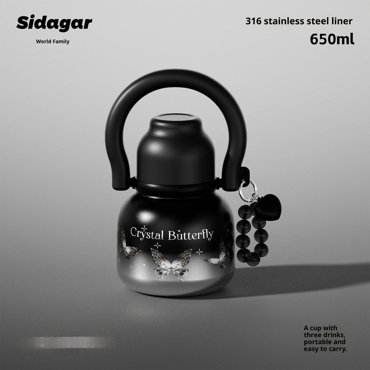Grosse Isolierflasche mit Strohhalm und Henkel – Bild 8 | LuxeStyle