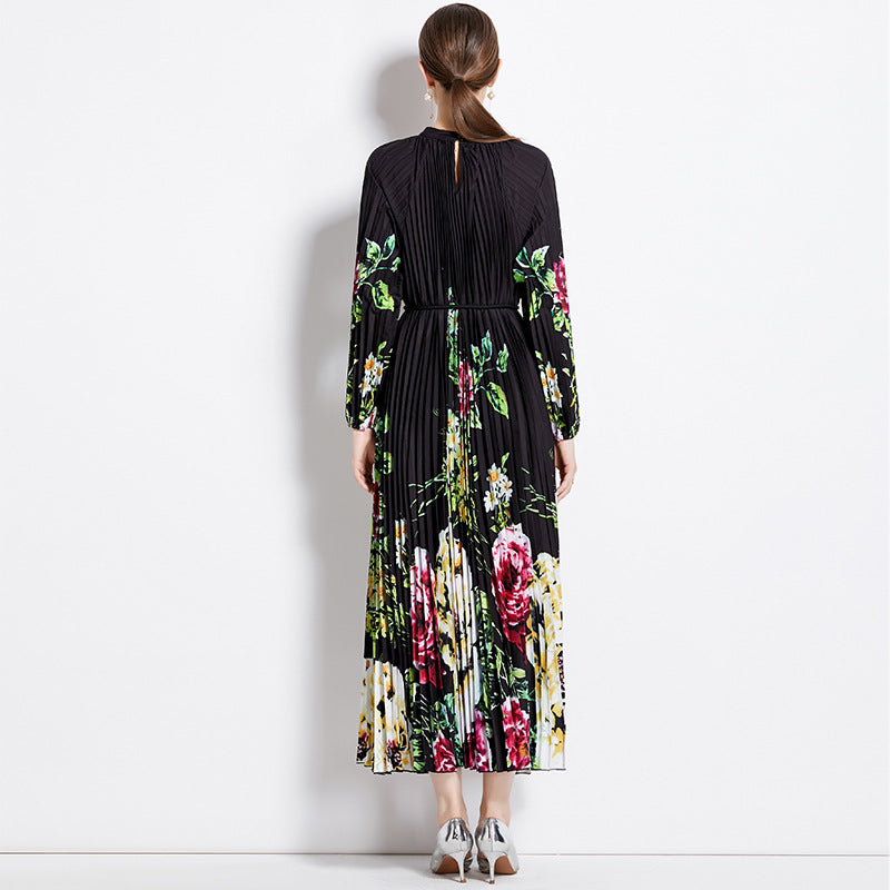 Print-Dress mit Lanternärmeln und Tasseln