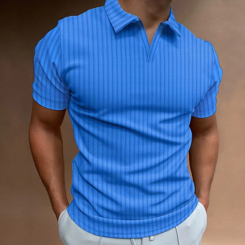 Gestreiftes V-Neck Polo-Shirt für Herren – Bild 6 | LuxeStyle