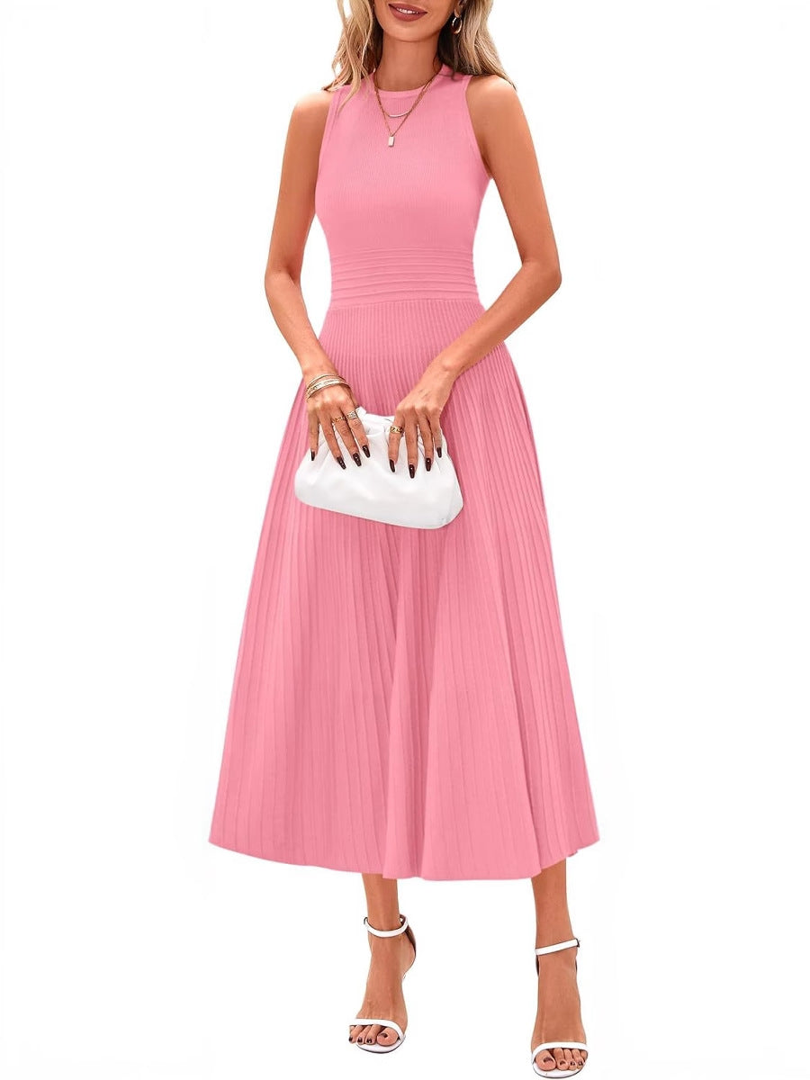 Ärmelloses Midikleid mit A-Linie und Falten – Bild 11 | LuxeStyle