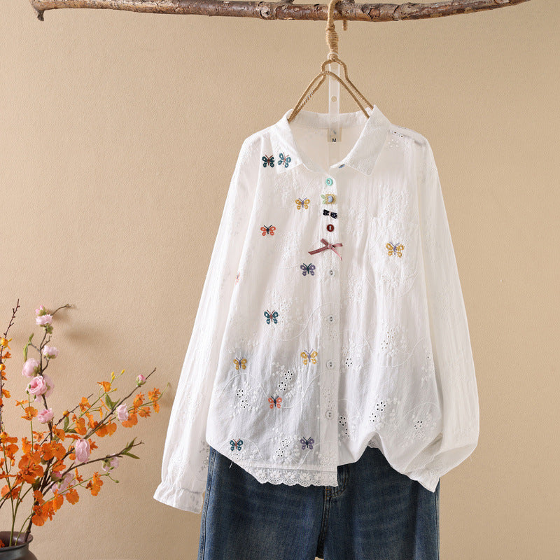 Besticktes Schmetterlings-Shirt für Damen – Bild 4 | LuxeStyle