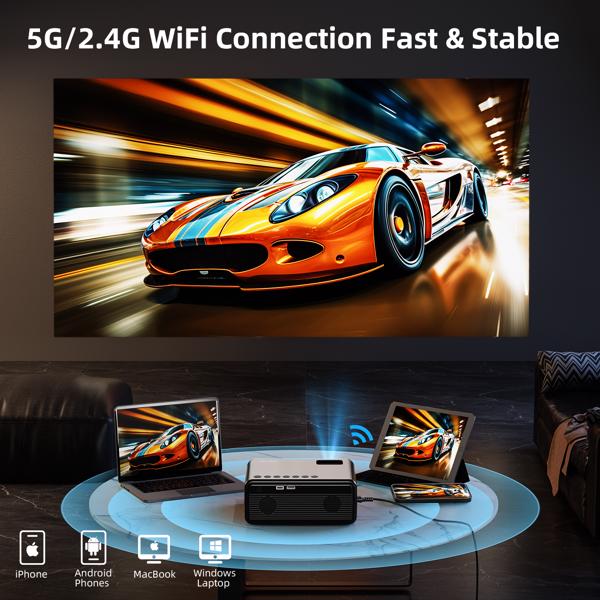 1080P 4K 12000-Lumen-Beamer mit WiFi/Bluetooth