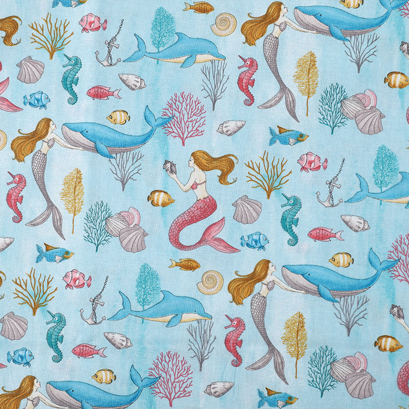 Bio-Baumwollstoff mit Ozean-Motiven | LuxeStyle
