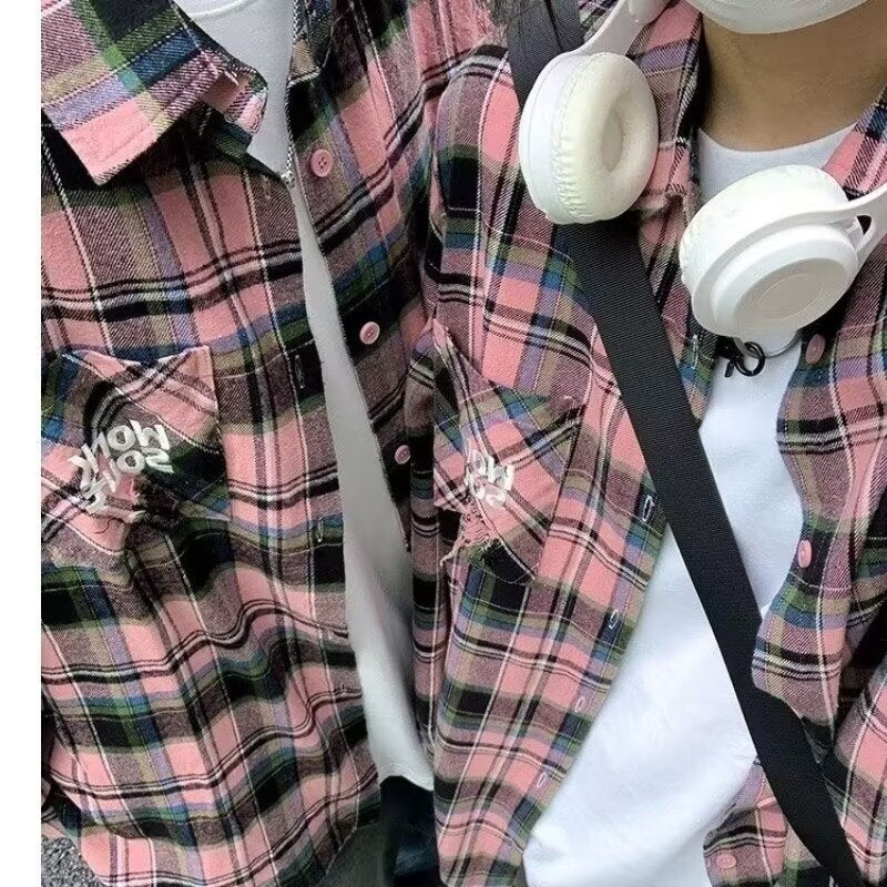 Tie-Dye Plaid Langarmshirt für Herren – Bild 3 | LuxeStyle
