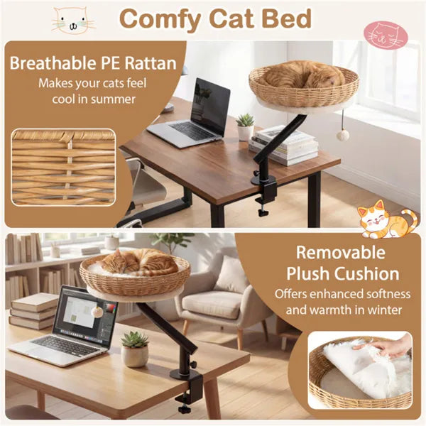 2-in-1 drehbares Katzenbett für den Schreibtisch