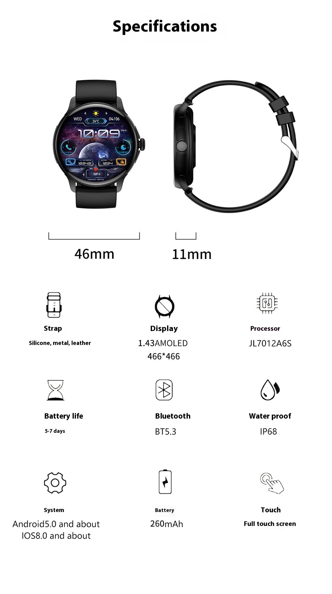Smart-Armbanduhr mit Gesundheits-Features