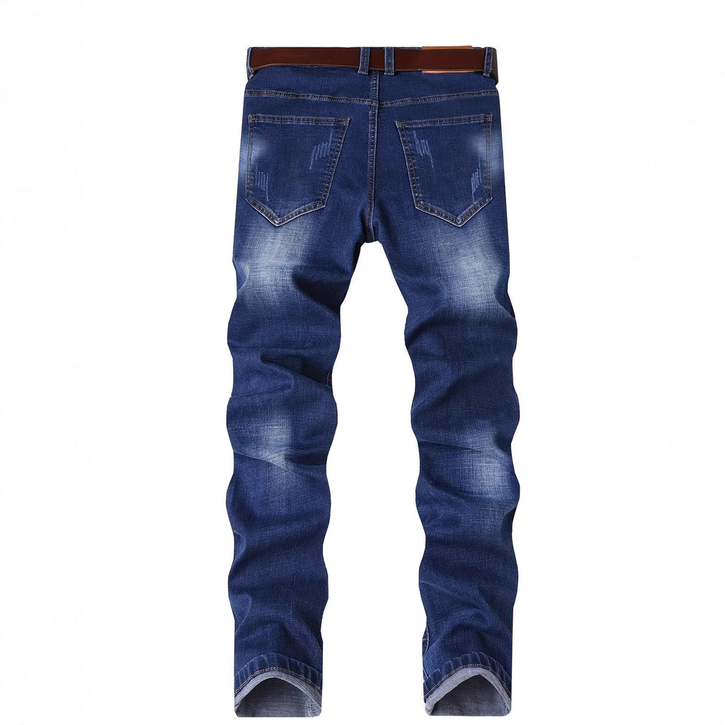 Stretch-Denim Jeans mit Rissen und Stickerei