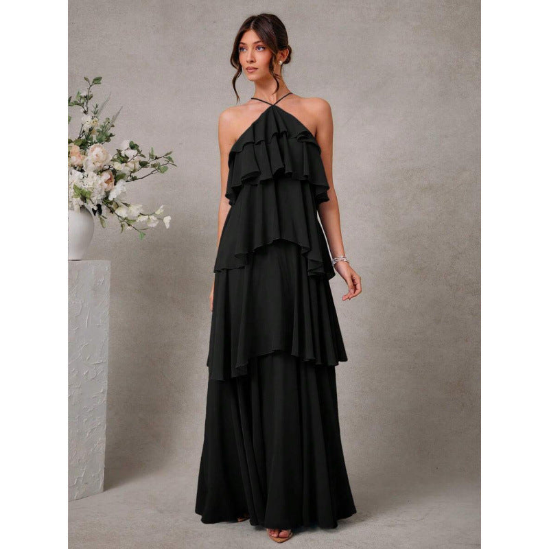 Damen Chiffon Neckholder-Kleid
