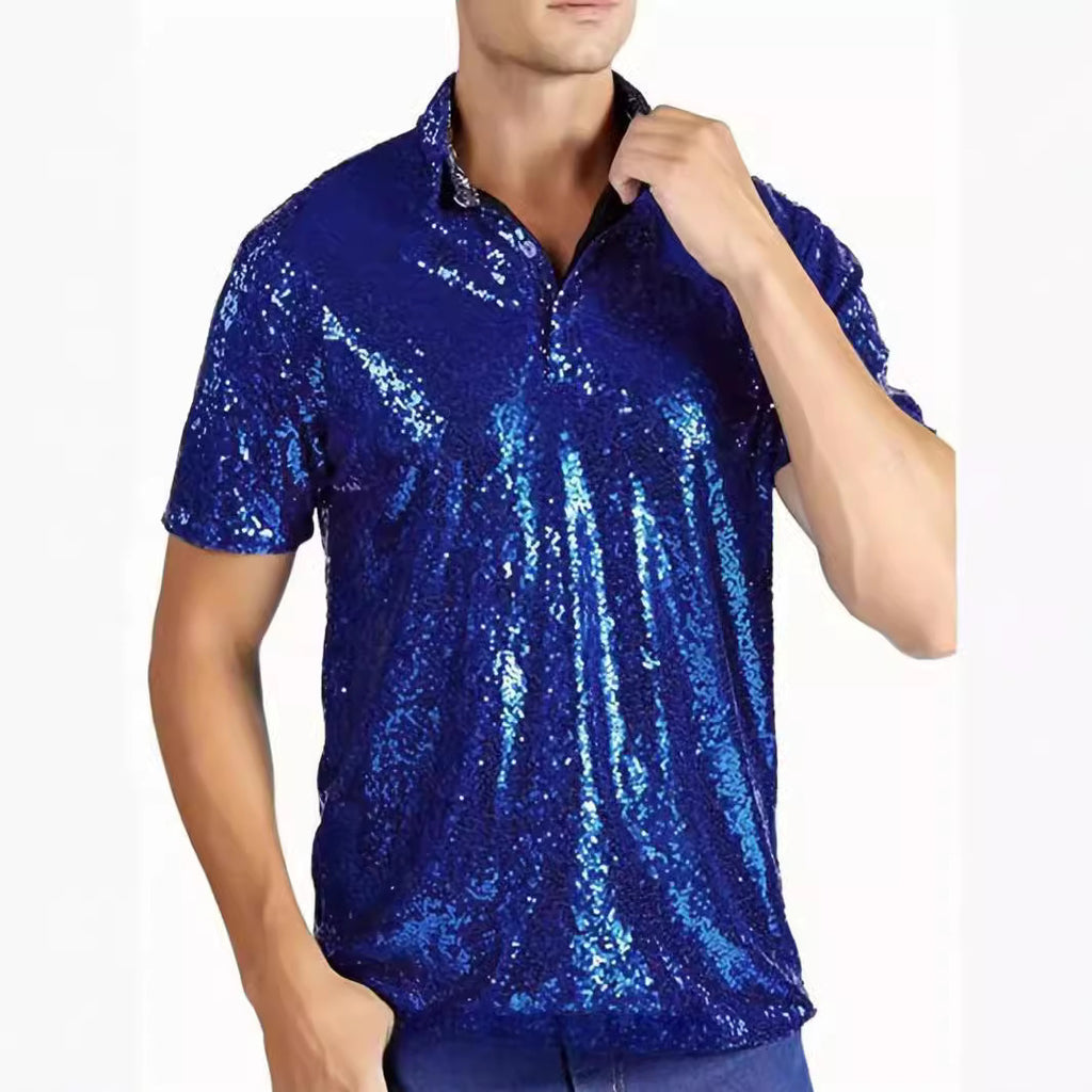 Herren Vintage Disco Polo-Shirt mit Glitzer – Ansicht 6