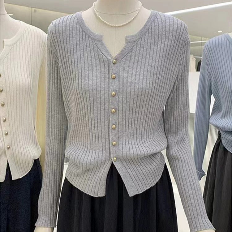 Strick-Cardigan mit Knopfleiste
